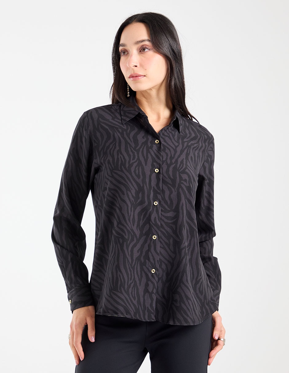 Blusa camisera manga larga para mujer