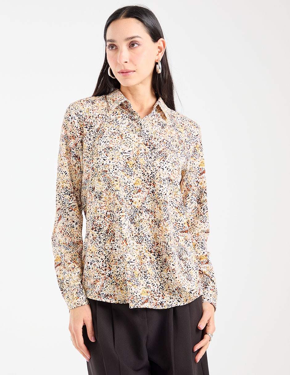 Blusa camisera manga larga para mujer