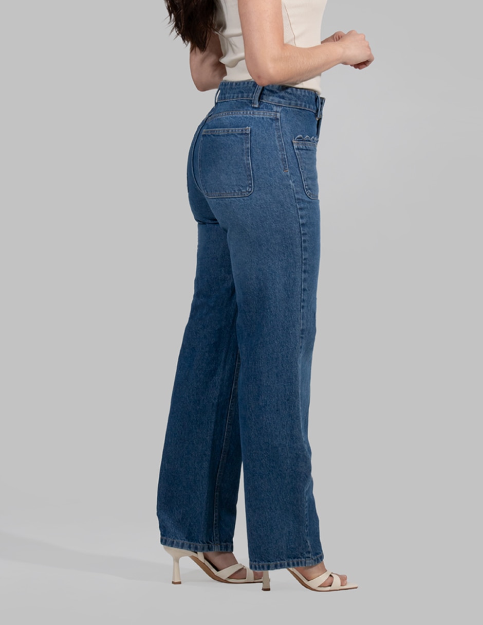 Jeans relajado cintura alta para mujer 4