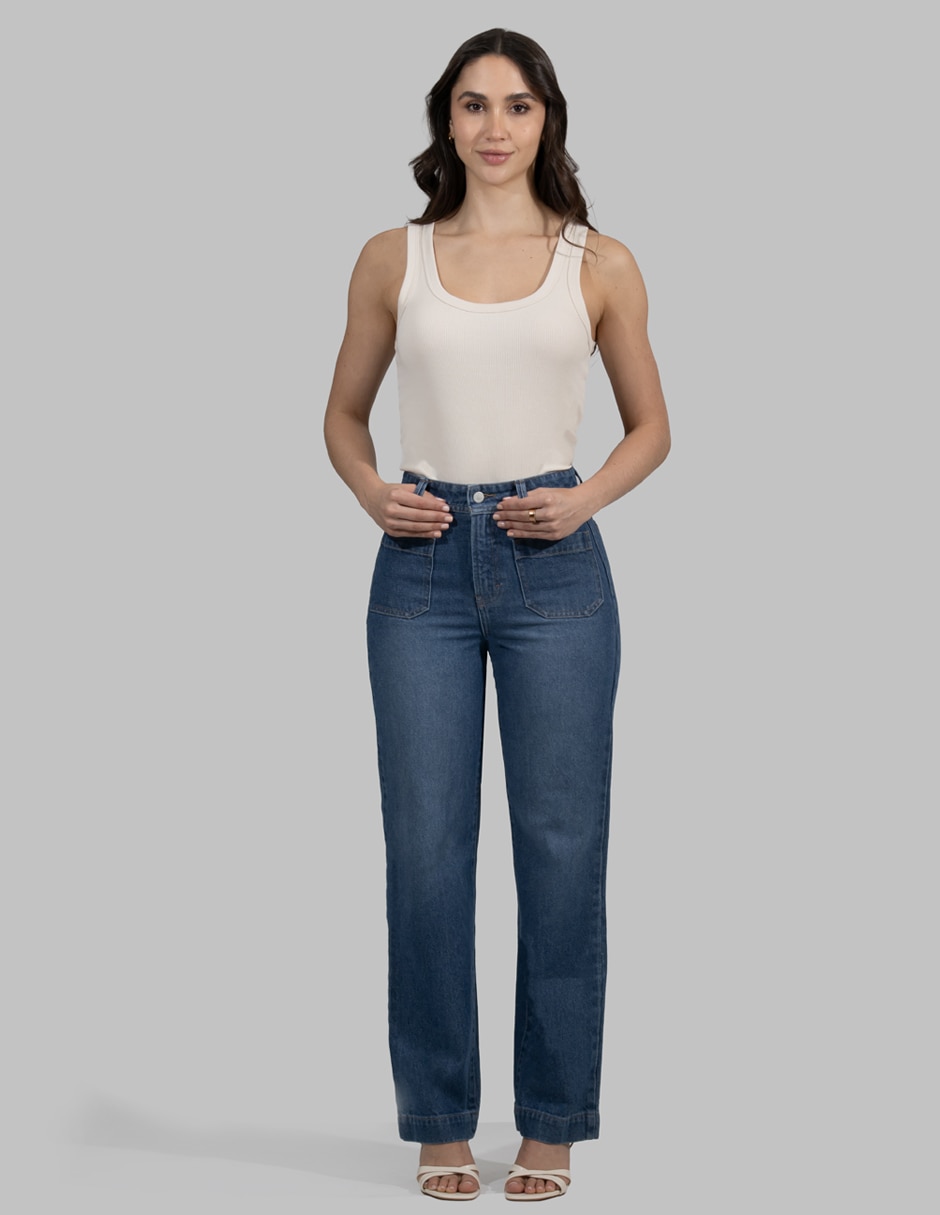 Jeans wide leg cintura alta para mujer 3