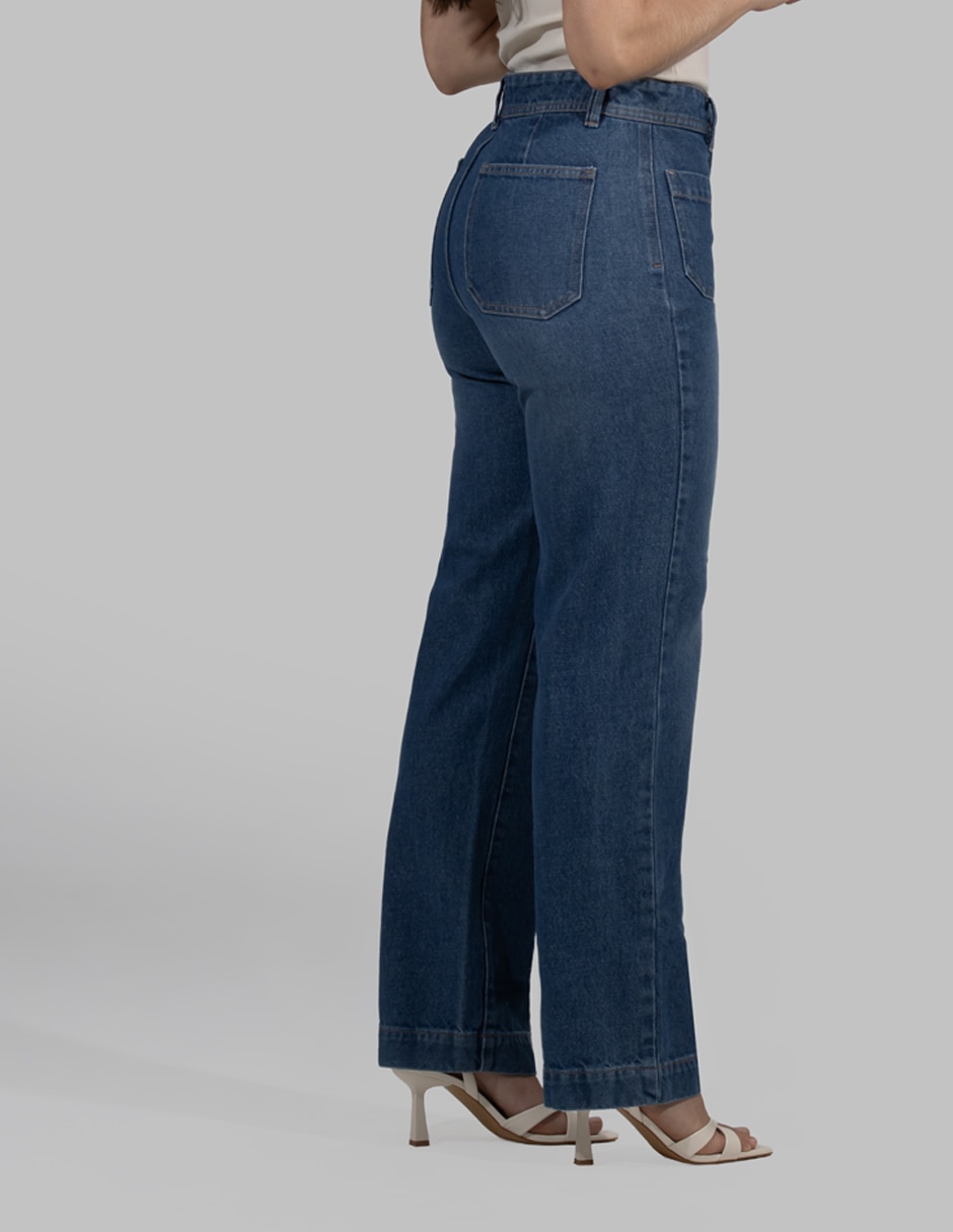 Jeans wide leg cintura alta para mujer 4