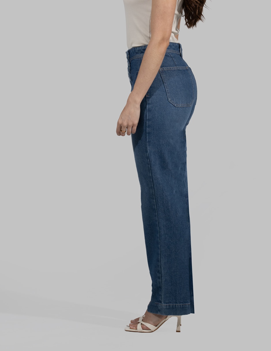 Jeans wide leg cintura alta para mujer 5