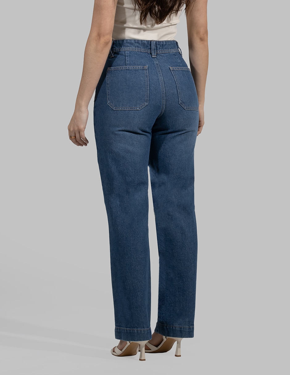 Jeans wide leg cintura alta para mujer 6