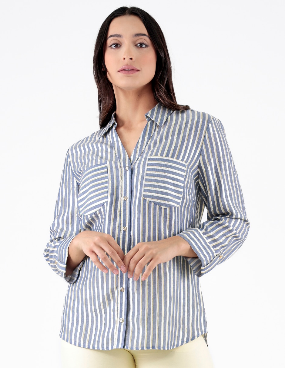 Blusa camisera manga 3/4 para mujer Blusa camisera manga 3/4 para mujer
