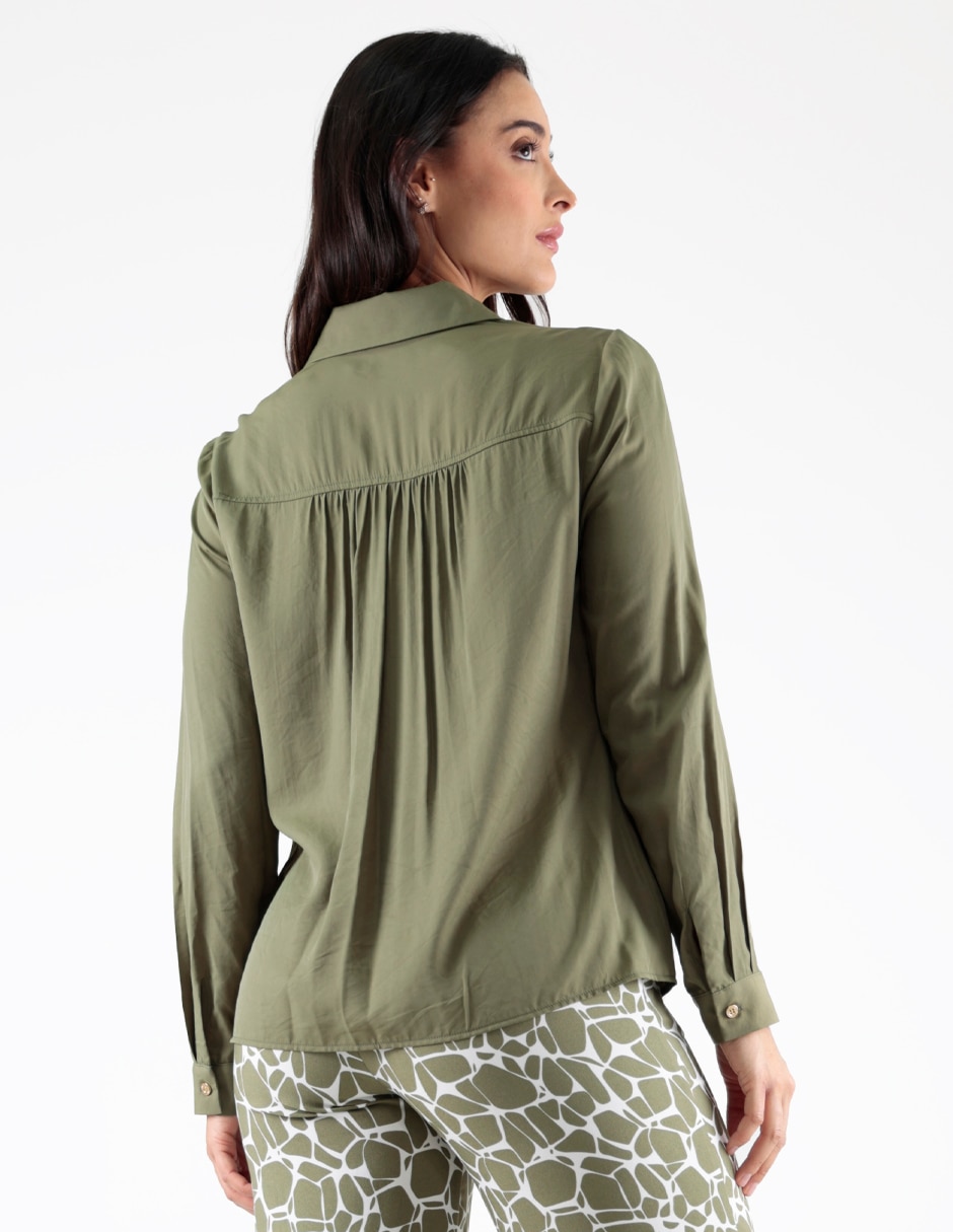 Blusa camisera manga larga para mujer 2
