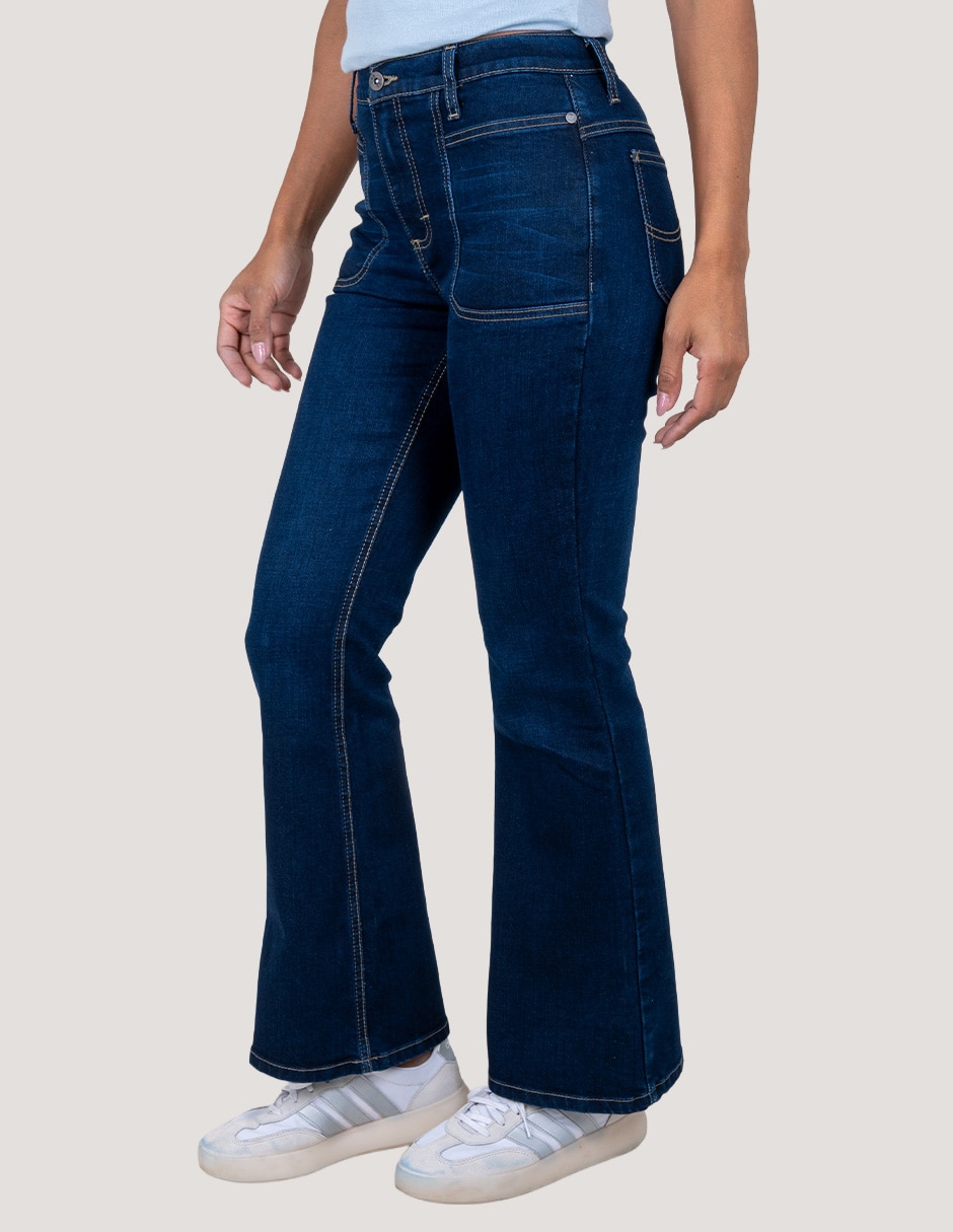 Jeans flare media cintura para mujer 2