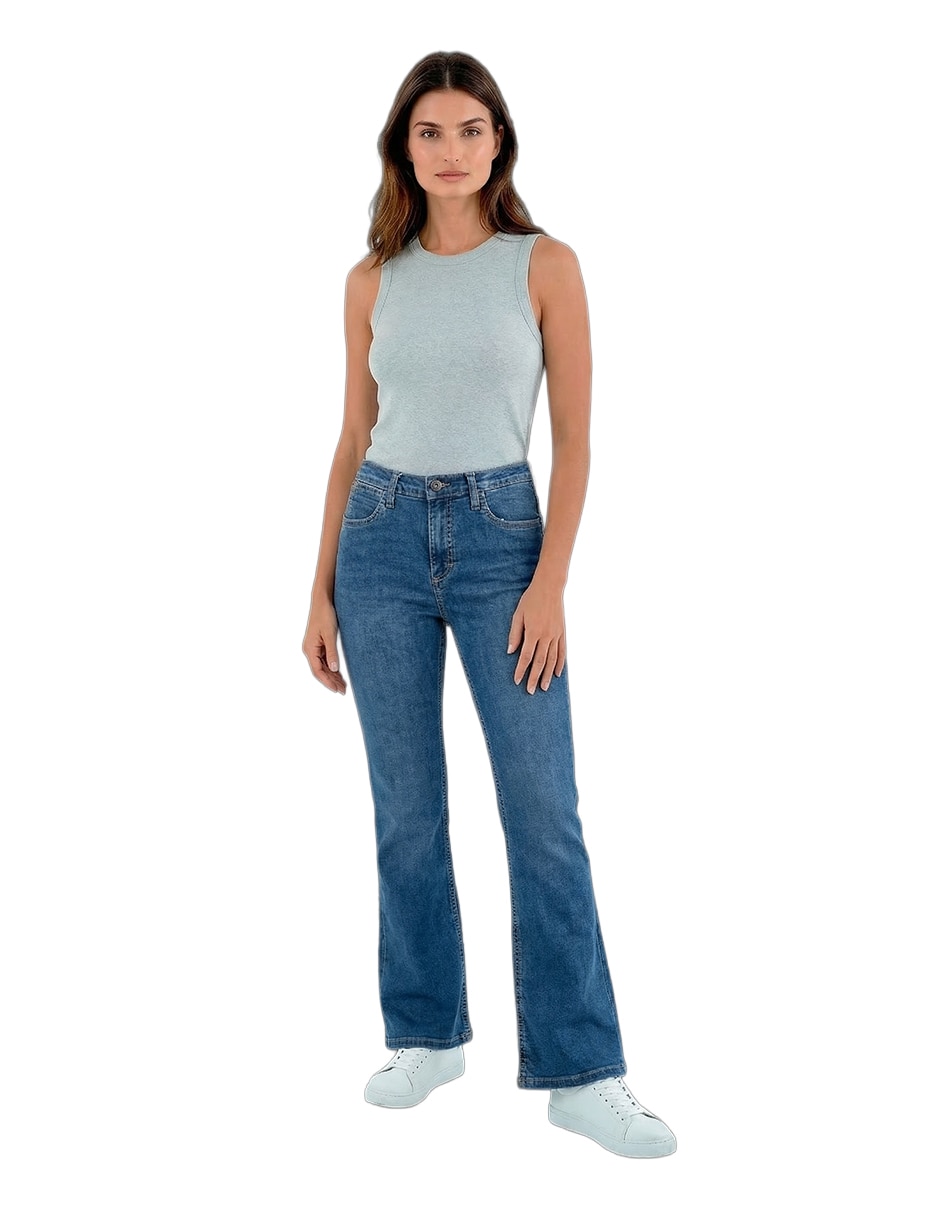 Jeans flare cintura baja para mujer 4